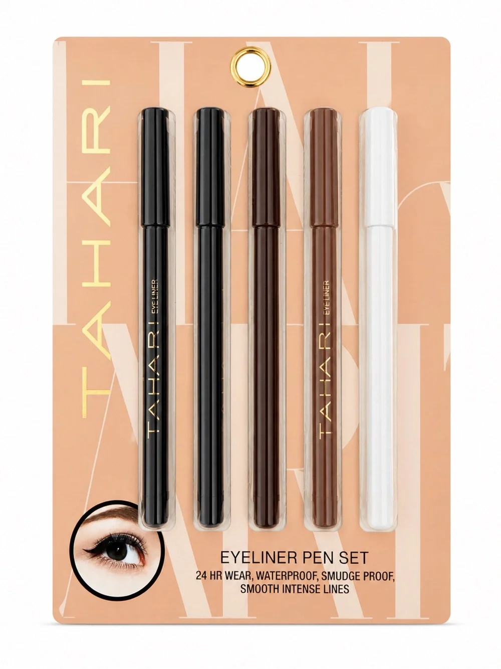Tahari 5 Piece eyeliner pen set waterproof and smudge-proof formula